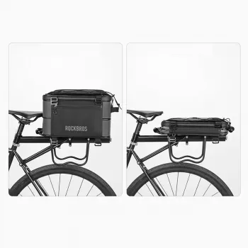 Sac de vélo pliable pour porte-bagages Rockbros A30 ROAD TO SKY 15–30 L, noir