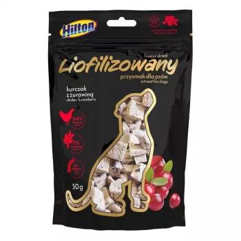 Friandise lyophilisée pour chiens au poulet et à la canneberge Hilton, 50 g