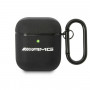 Coque en cuir Mercedes-AMG AMA2SLWK Big Logo pour Apple AirPods 1/2, noire