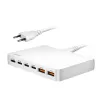 LogiLink PA0418 chargeur de bureau USB-A/C, 100 W, GaN, 6 ports, 2x USB-A (QC), 4x USB-C (PD), blanc