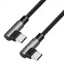 Câble LogiLink CU0462 USB 2.0 Type-C, C/M 90° vers C/M 90°, 480 Mbps, 100 W, métal, argent/noir, 2 m
