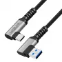 Câble LogiLink CU0473 USB 3.2 Gen1 Type-C, A/M 90° vers C/M 90°, 5 Gbps, 60 W, métal, argent/noir, 2 m