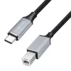 Câble USB 2.0 Type-C Logilink CU0516, C/M vers B/M, 480 Mbps, nylon, métal, noir/argent, 3 m