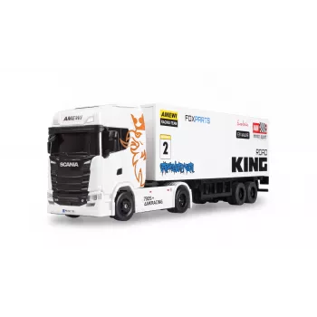 Mini-Scania 730 S avec remorque à coffre Amewi 1:64 RTR, blanc (22784)