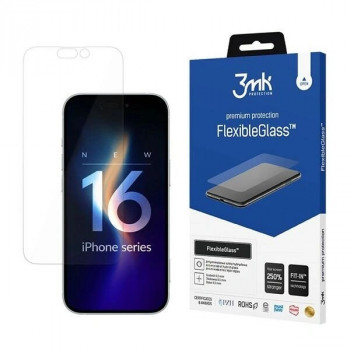 Film de protection d'écran en verre hybride 3mk FlexibleGlass v2.0 pour Apple iPhone 16 Pro Max