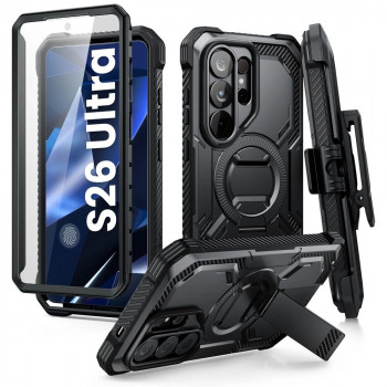 Coque MagSafe Supcase iBlason ArmorBox Clip Mag pour Samsung Galaxy S26 Ultra, noire
