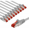 Goobay câble patch CAT 6 S/FTP (PiMF), 5 m, gris, lot de 10, conducteur cuivre (CU), gaine sans halogène (LSZH)