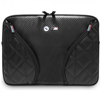 Housse pour ordinateur portable BMW Carbon Pockets & Metal Logo 14 inch, noire