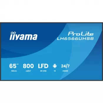 IIYAMA LH6566UHSB-B1AG 65 inch 4K UHD Digital Signage Display with Android, 500 cd/m², 2x HDMI, USB-C, DP, WiFi, 18/7 Operation