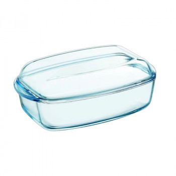 PYREX Essentials Rectangular Glass Container with Lid 6.5L 36x22x15cm